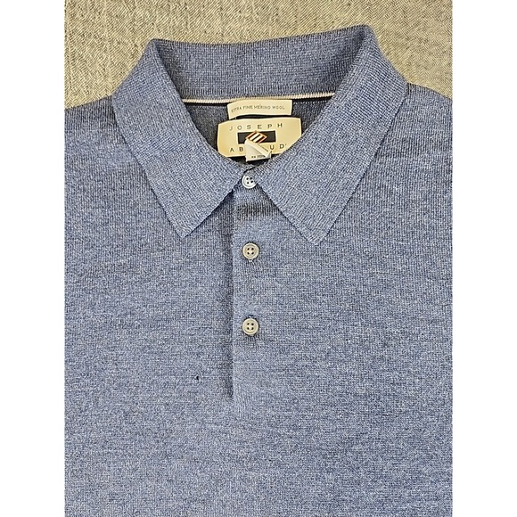 Joseph Abboud Extra Fine Merino Wool Polo 3 Button Sweater XL Navy Blue - Picture 2 of 9